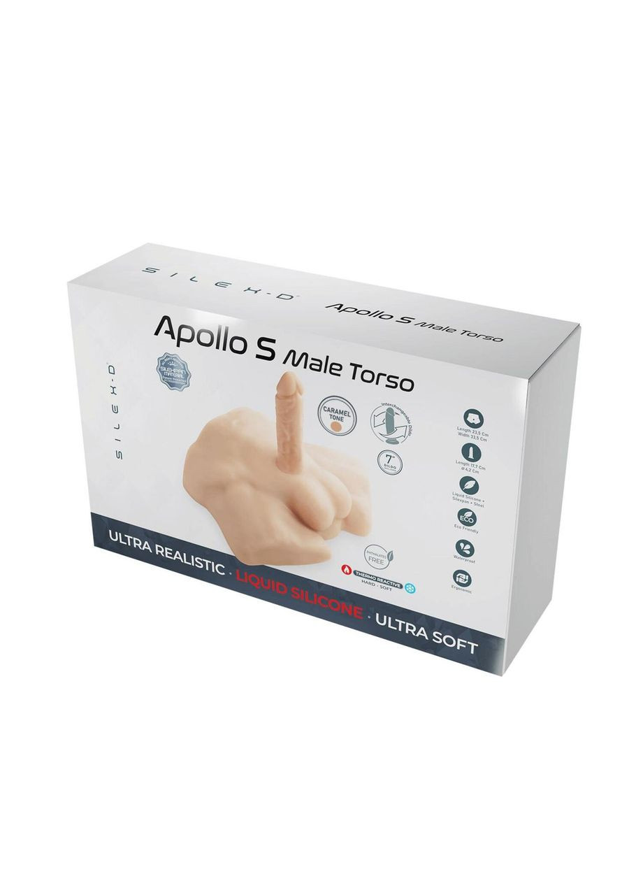 Полуторс с фаллоимитатором на присоске Apollo S Male Torso Caramel Silexd (303908409)