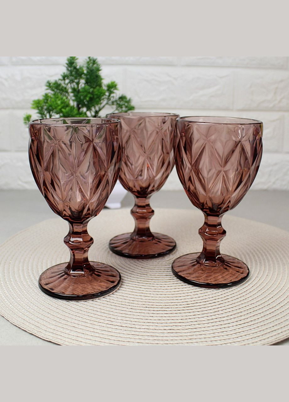 Розовые винные кубки из цветного стекла "Рубин" 6 шт 320 мл No Brand (366818148)