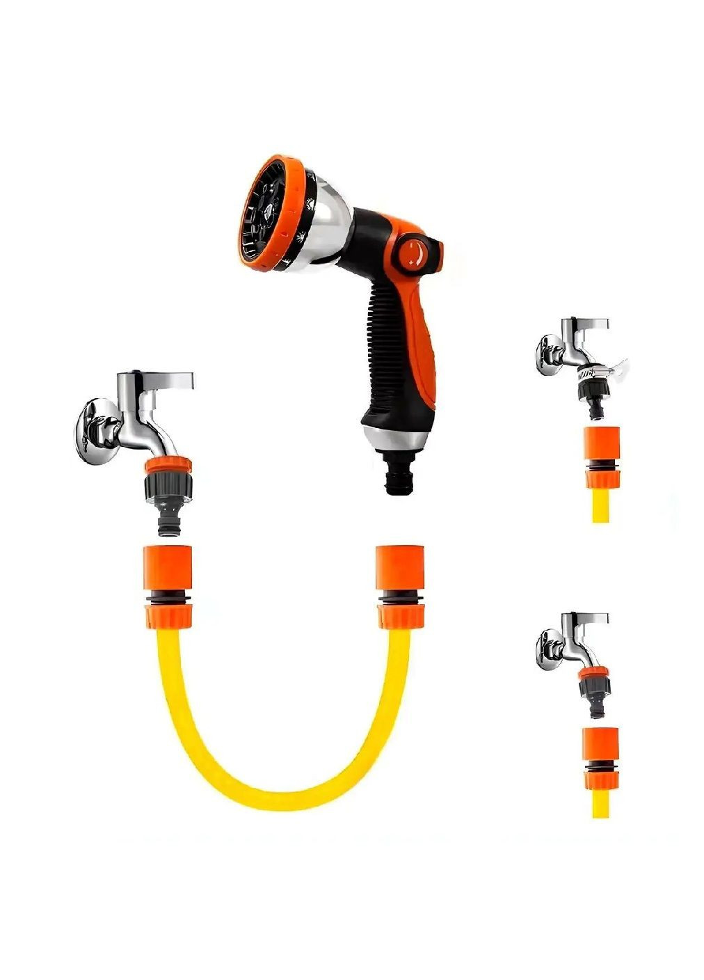 Пистолет распылитель на шланг для полива с переходниками 4 штуки 10 режимов распыления воды 16×12×6.5 см (480282-Prob) Unbranded (332880871)
