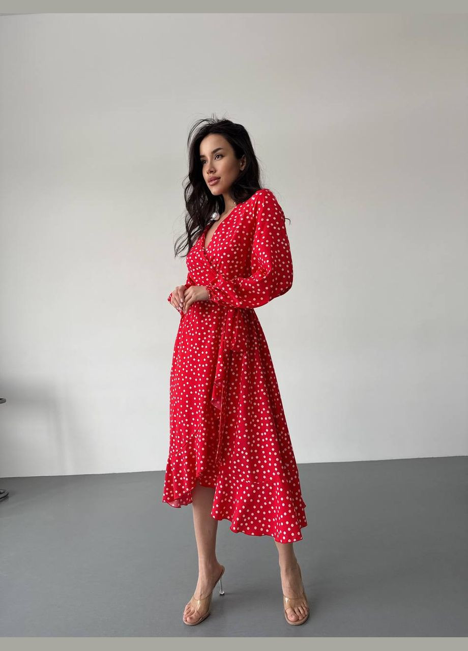 Червона сукня з софту на запах SAVOY BRAND