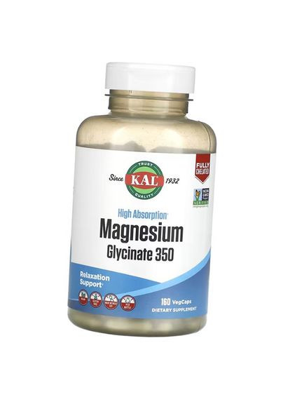 Магний Глицинат, High Absorption Magnesium Glycinate 350, 160вегкапс (36424032) KAL (293254855)