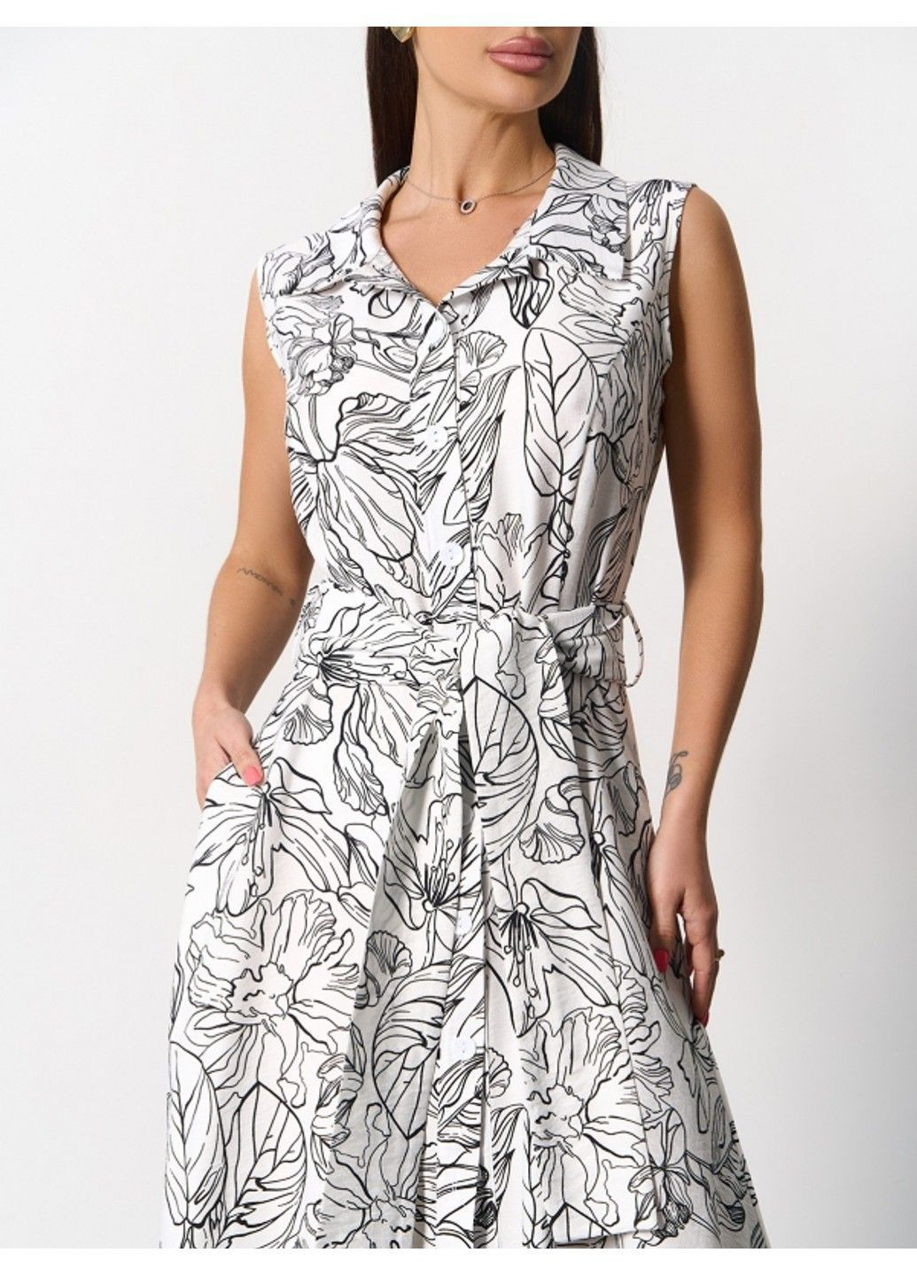 Белое повседневный платье issa pus 15167 белый/черный ISSA PLUS