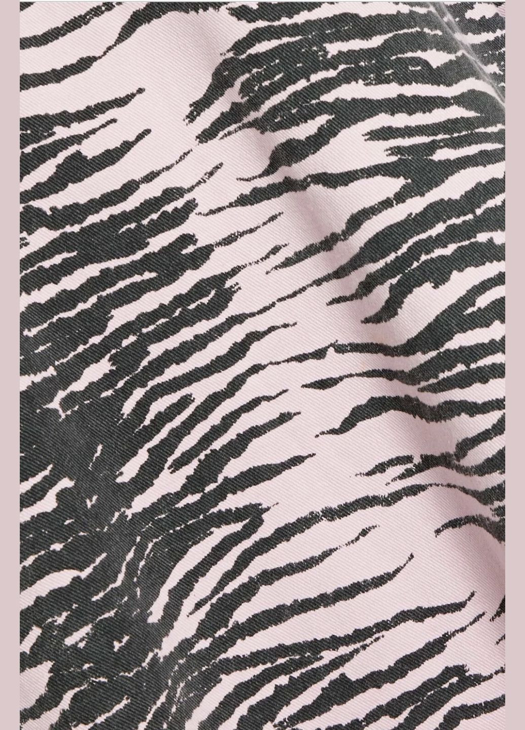 Світло-рожева святковий, коктейльна, спортивна, повсякденний, карнавальний, джинсова, вечірня, домашній, пляжна, кежуал джинсова сукня міні з тигровим рожевим принтом оверсайз, а-силует Ganni тигровый