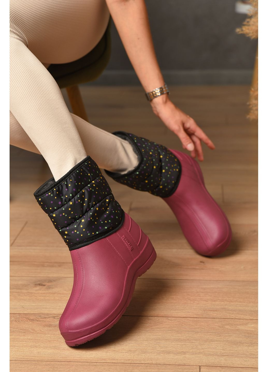 Бордовые дутики женские на меху бордового цвета Let's Shop