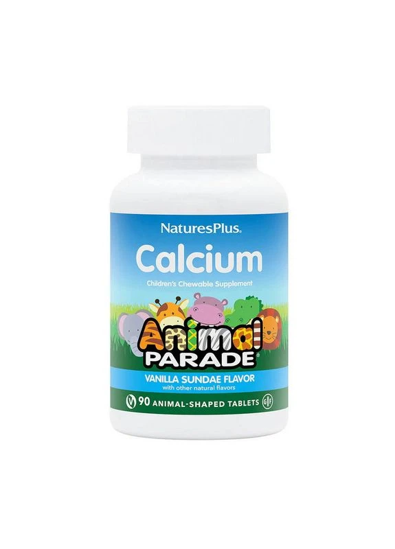 Natures Plus Animal Parade Calcium жувальні таблетки для дітей без цукру (90 таблеток у формі тварин, ванільний сандей) Nature's Plus (395937037)