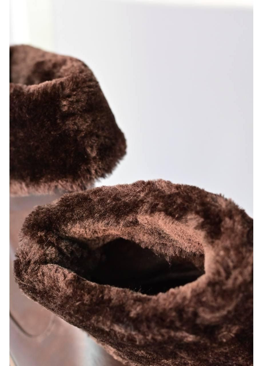 Зимние ботинки женские зимние коричневые No Brand с мехом из искусственной кожи