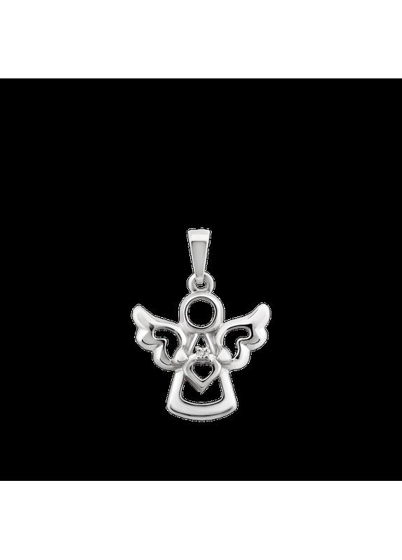 Серебряный подвес Маленький Ангелочек с сердечком в руках и маленьким фианитом No Brand (333705372)