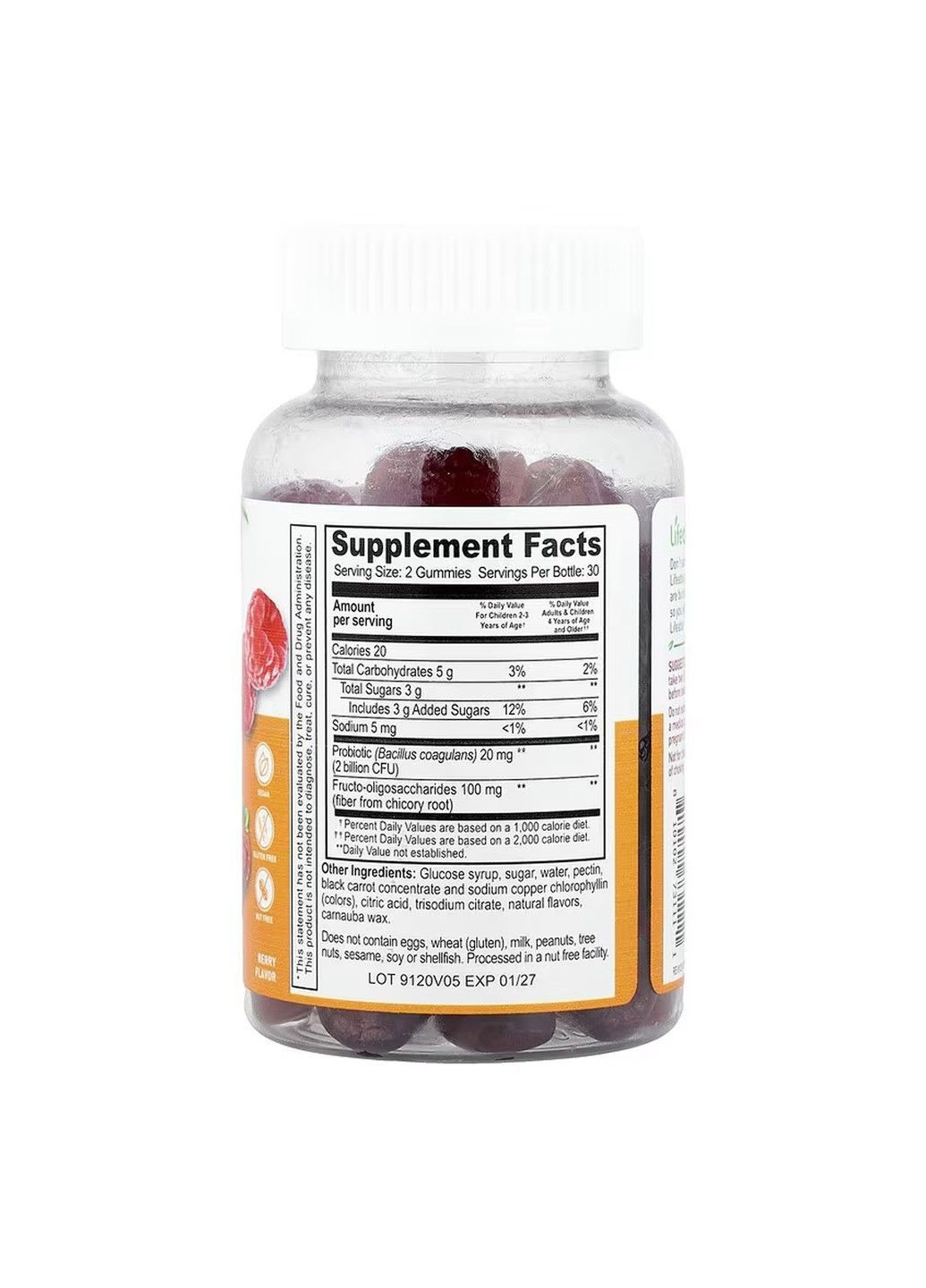 Probiotic Kids, Детский пробиотик, 5 млрд, 5 млрд, 60 жевательных таблеток Lifeable (370162515)