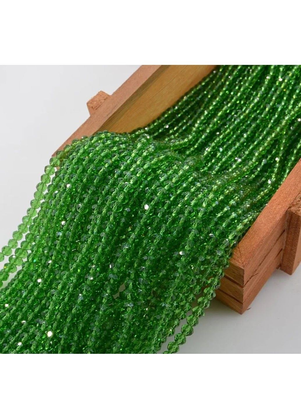 Бусина Рондель 4*3 мм, колір зелений, 1-нитка ≈125-135 шт No Brand (303138580)