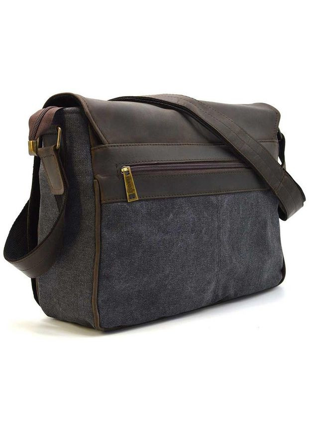 Сумка планшет через плече з натуральної шкіри та текстилю чоловіча для документів А4 та для ноутбука велика Рудий 40220 TARWA (361348738)