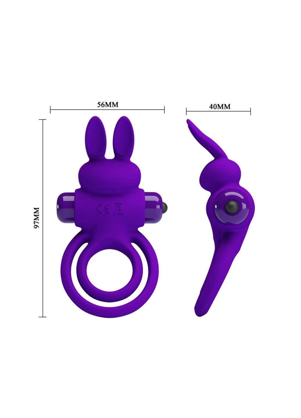 Виброкольцо для пениса и мошонки Лиловые Ушки No Brand (284236185)