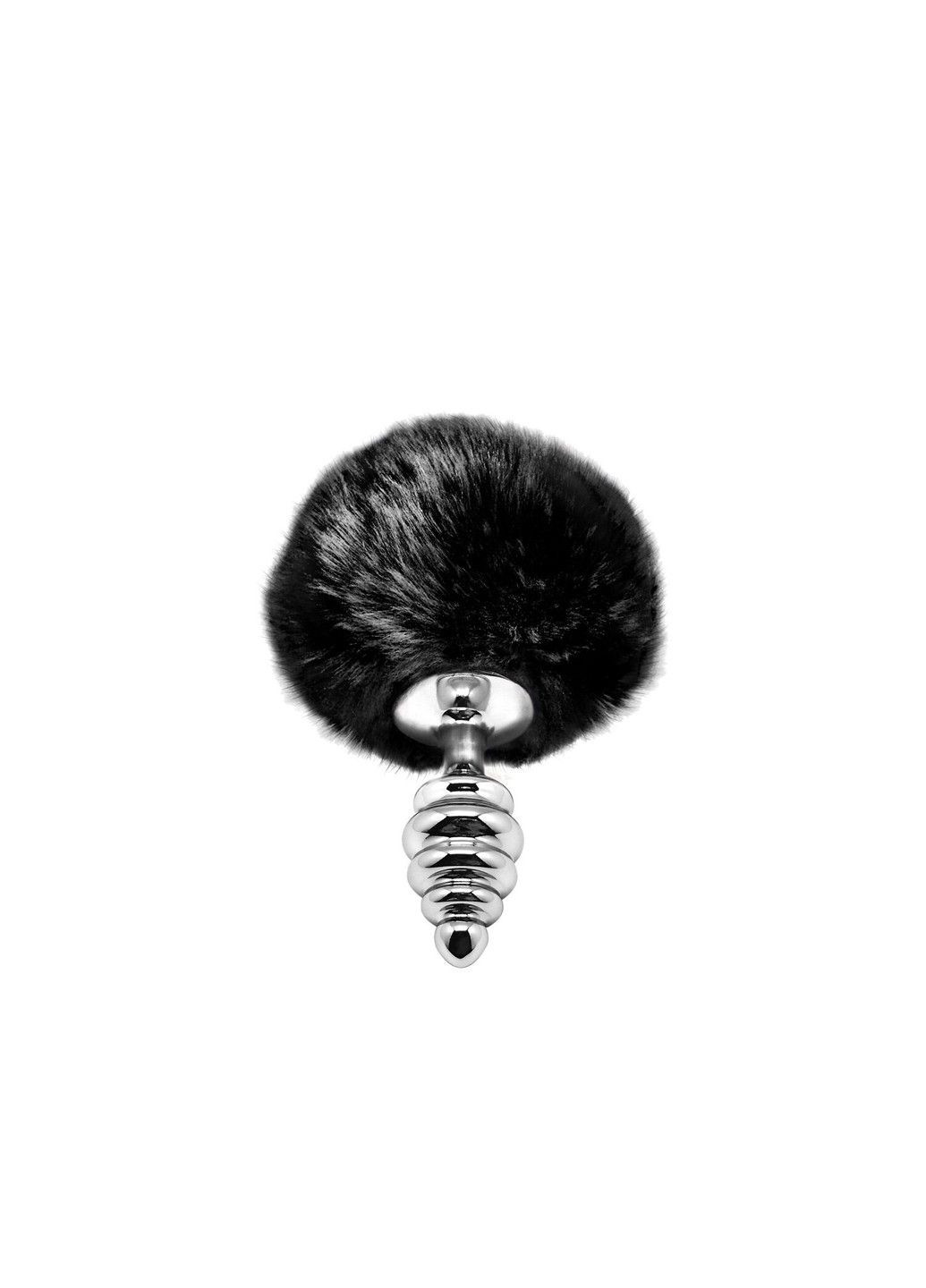 Металлическая анальная пробка Кроличий хвостик Fluffy Twist Plug S Black, диаметр 2,9 см Alive (339866072)