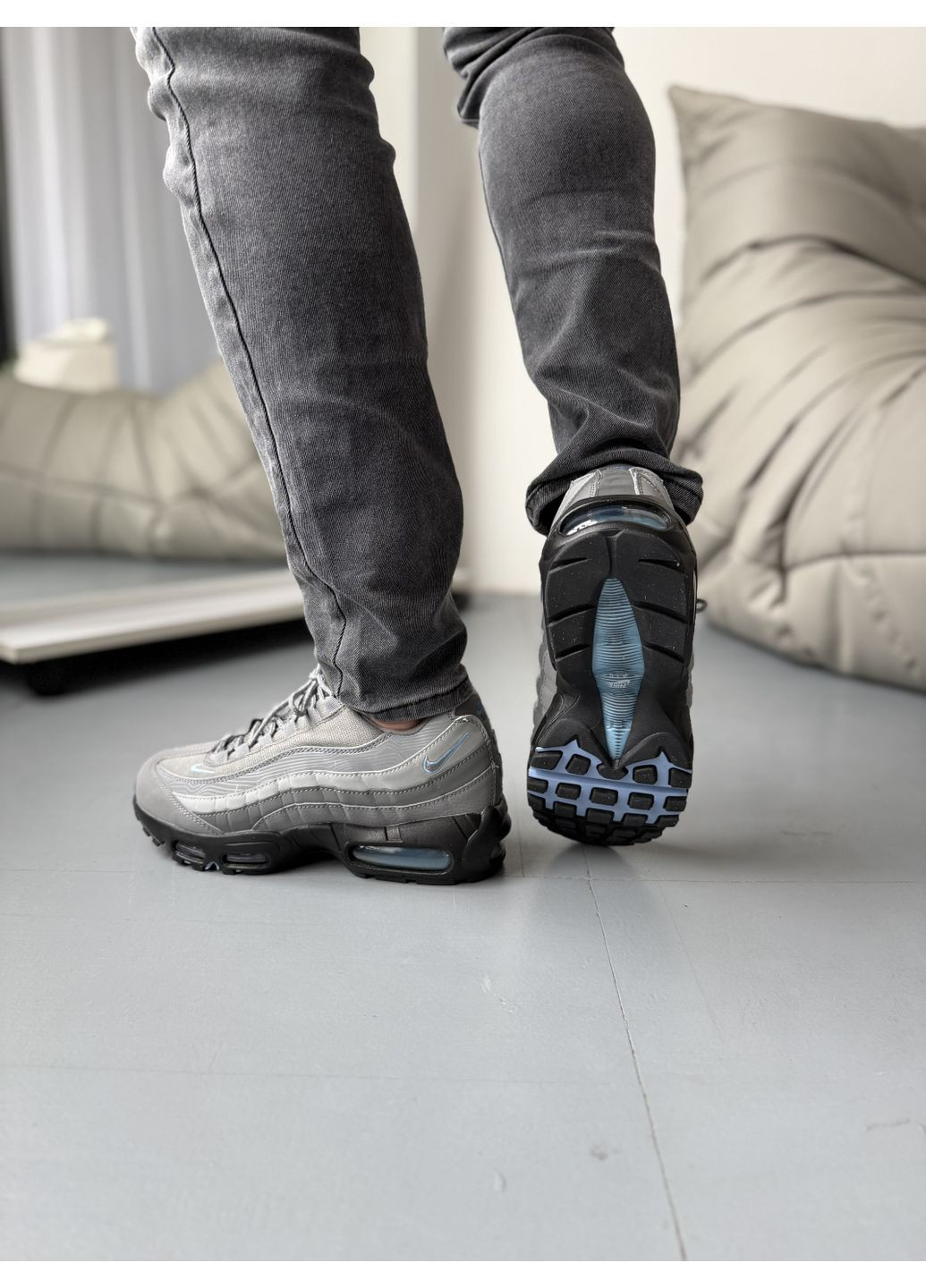 Сірі літні кросівки nike air max 95 og cool grey найк аір макс 95 сірі No Brand