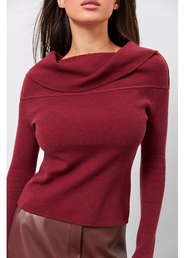 Темно-красный джемпер открытые плечи 2796 марсала Triko Bakh