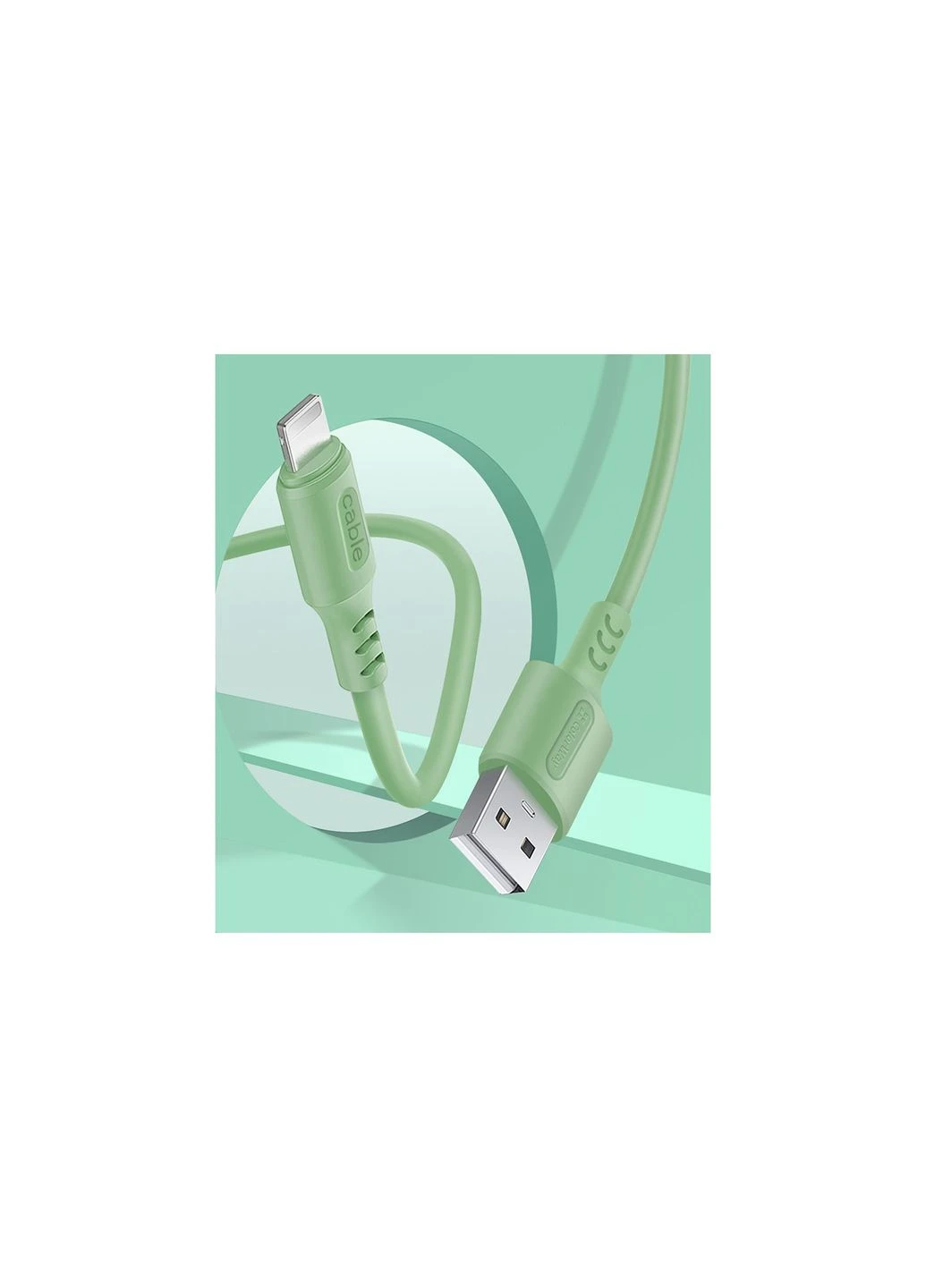 Кабель Colorway USB 2.0 AM to Lightning 1.0m soft silicone green (268141169)