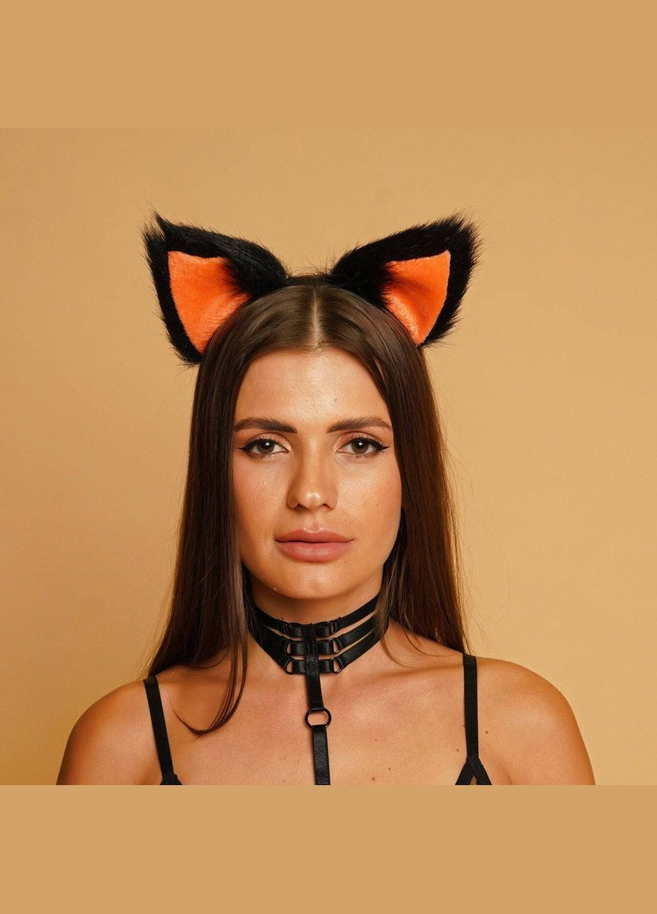 Меховые ушки кошки, Черные с оранжевым OKOVA (315149026)