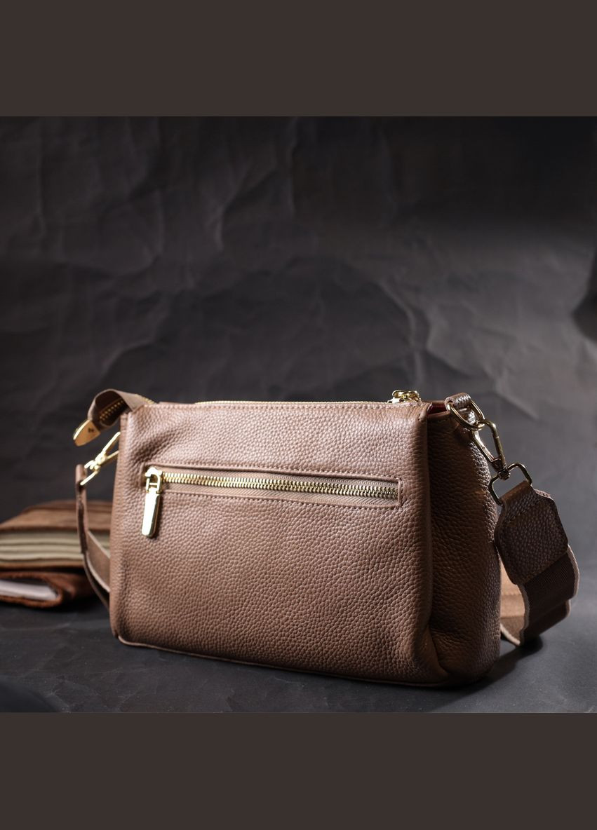 Оригинальная сумка через плечо из натуральной кожи бежевая 22289 Vintage (329195509)