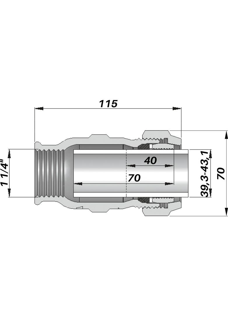 Соединение прямое зажимное с внутренней резьбой DN32(39,3-43,1 мм) х 1 1/4″ IK AGAflex (336385341)