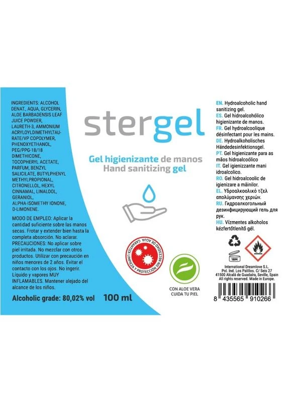 Дезінфікуючий гель для іграшок Stergel Hidroalcoholico Disinfectant Covid-19 100мл Cobeco Pharma (383039841)