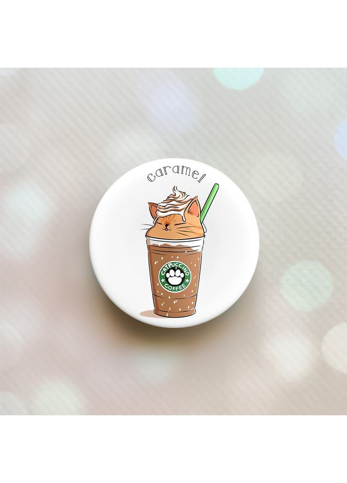 Тримач для смартфона / планшета попсокет Popsocket Білий:: Капучіно котик (принт 97) Creative (360669403)