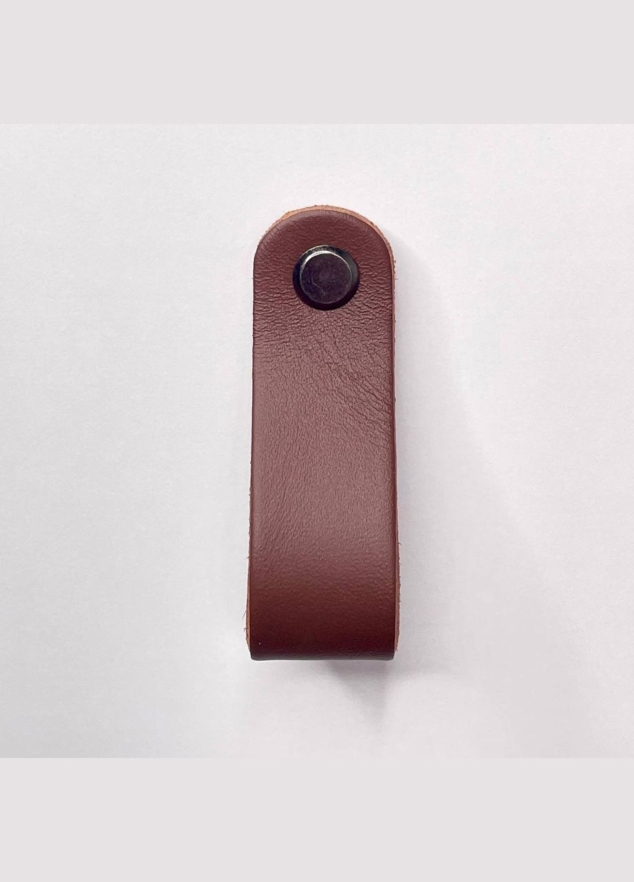 Ручка для меблів з натуральної шкіри "Петля" закруглена шкіряна ручка, конячна, фурнітура чорний нікель, 70*20 мм No Brand (328263009)