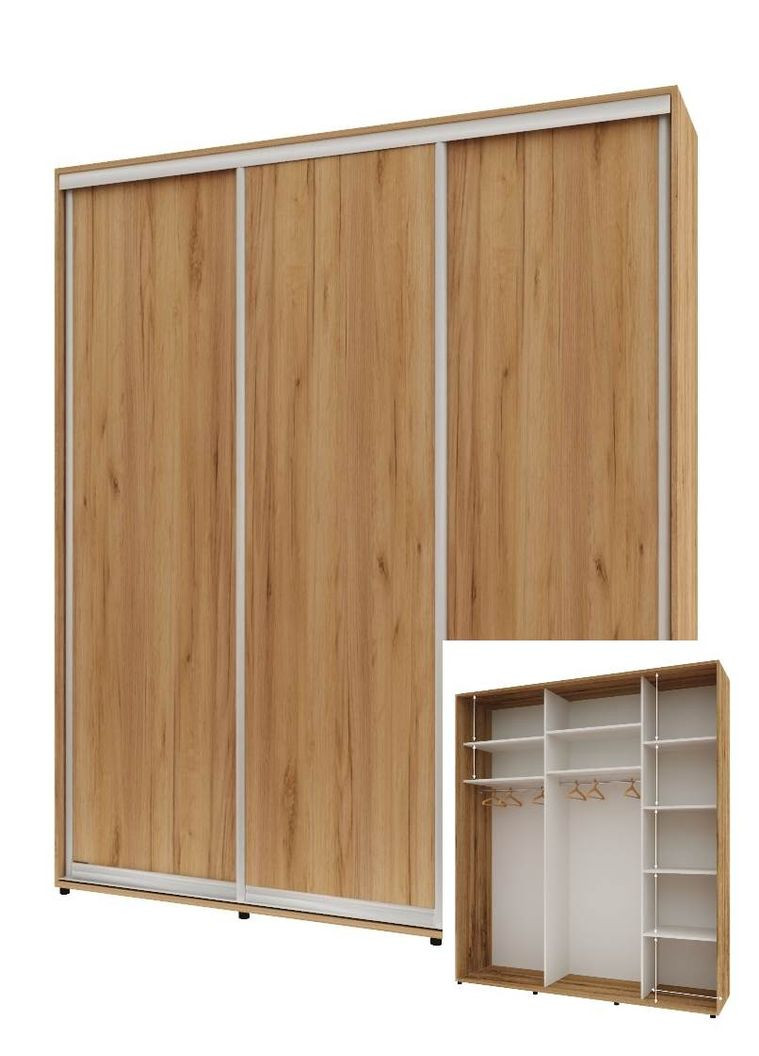 Шкаф-купе трехдверный Комфорт Мебель 180*60*240 см Дуб золотой 3 двери ДСП Стандарт Комфорт Меблі (360477579)