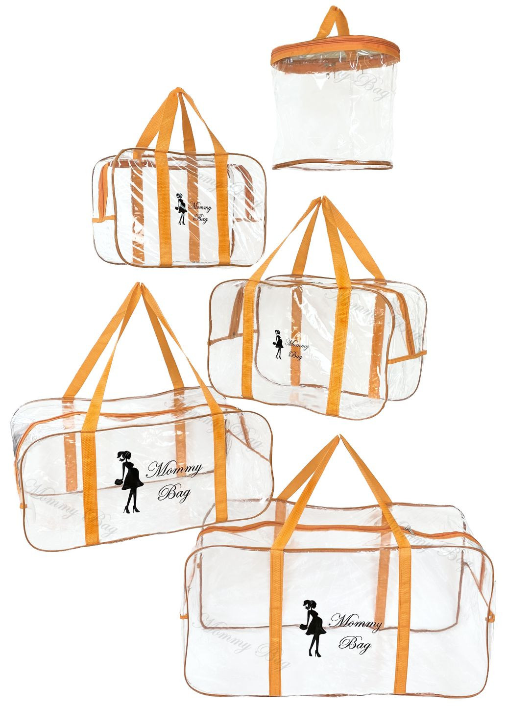 Набір із прозорих сумок у пологовий будинок (S, M, L, XL + органайзер) Mommy Bag (280941976)