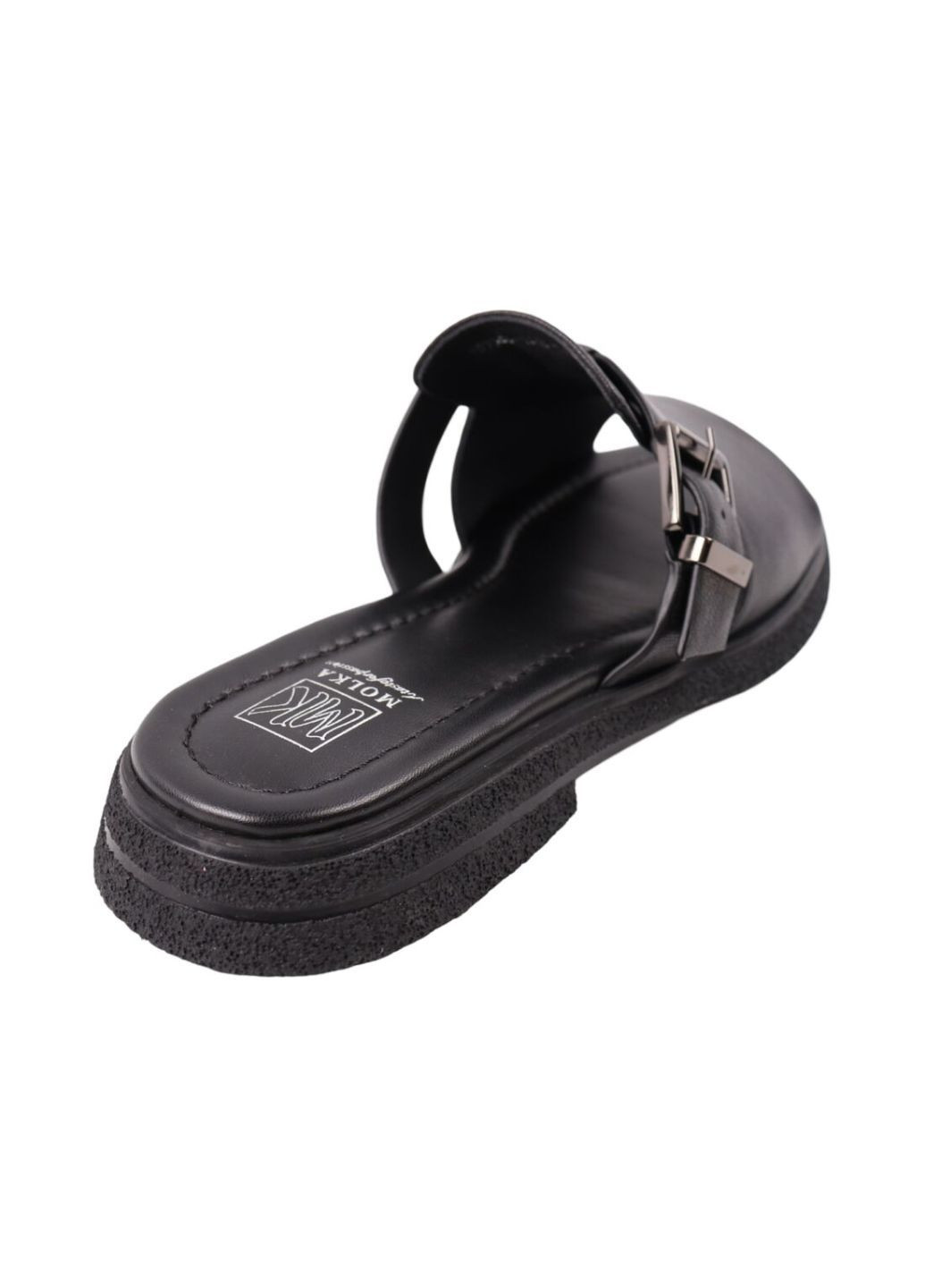 Черные шлепанцы женские черные натуральная кожа Molka