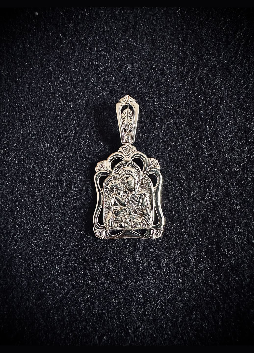 ✨ Срібна підвіска "Божа Матір" з кубічним цирконієм чернена -духовність у кожній деталі ✝️ Family Jewelry House (338438258)