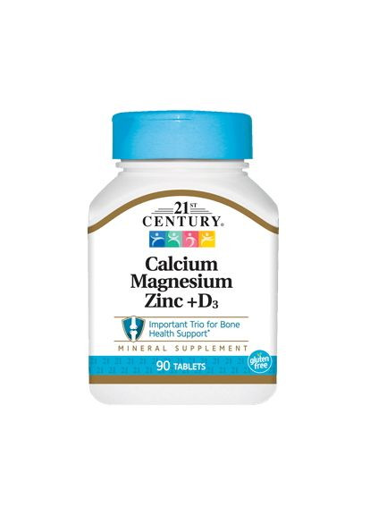 Вітаміни та мінерали Calcium Magnesium Zinc + D3, 90 таблеток 21st Century (322293648)