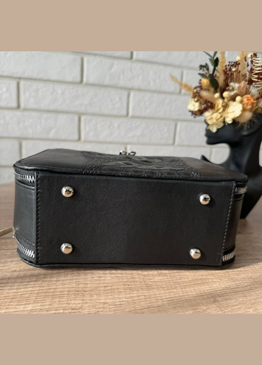 Жіноча каркасна міні сумочка клатч з 3Д тисненням чорна рептилія (sku_760С) No Brand (330575690)