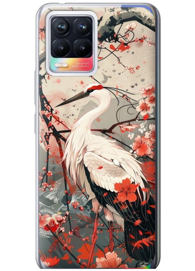 Силиконовый чехол 'Аист в цвету сакуры' для Endorphone Realme 8 (291421412)