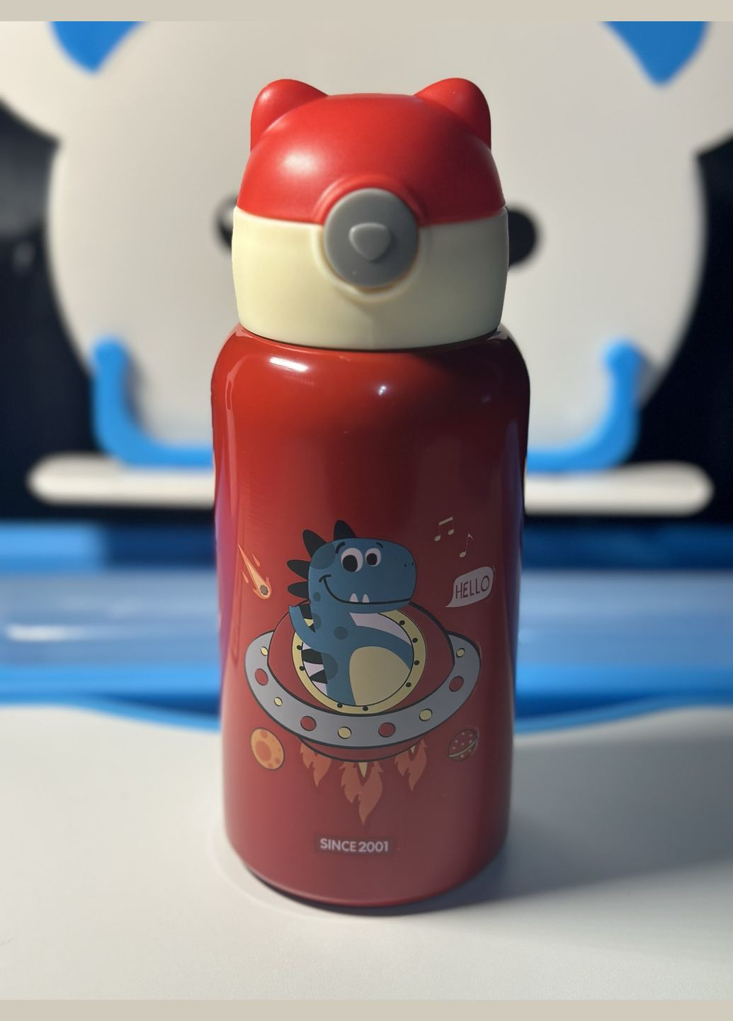Термос детский с трубочкой 550 мл красный No Brand Дракон (302891905)