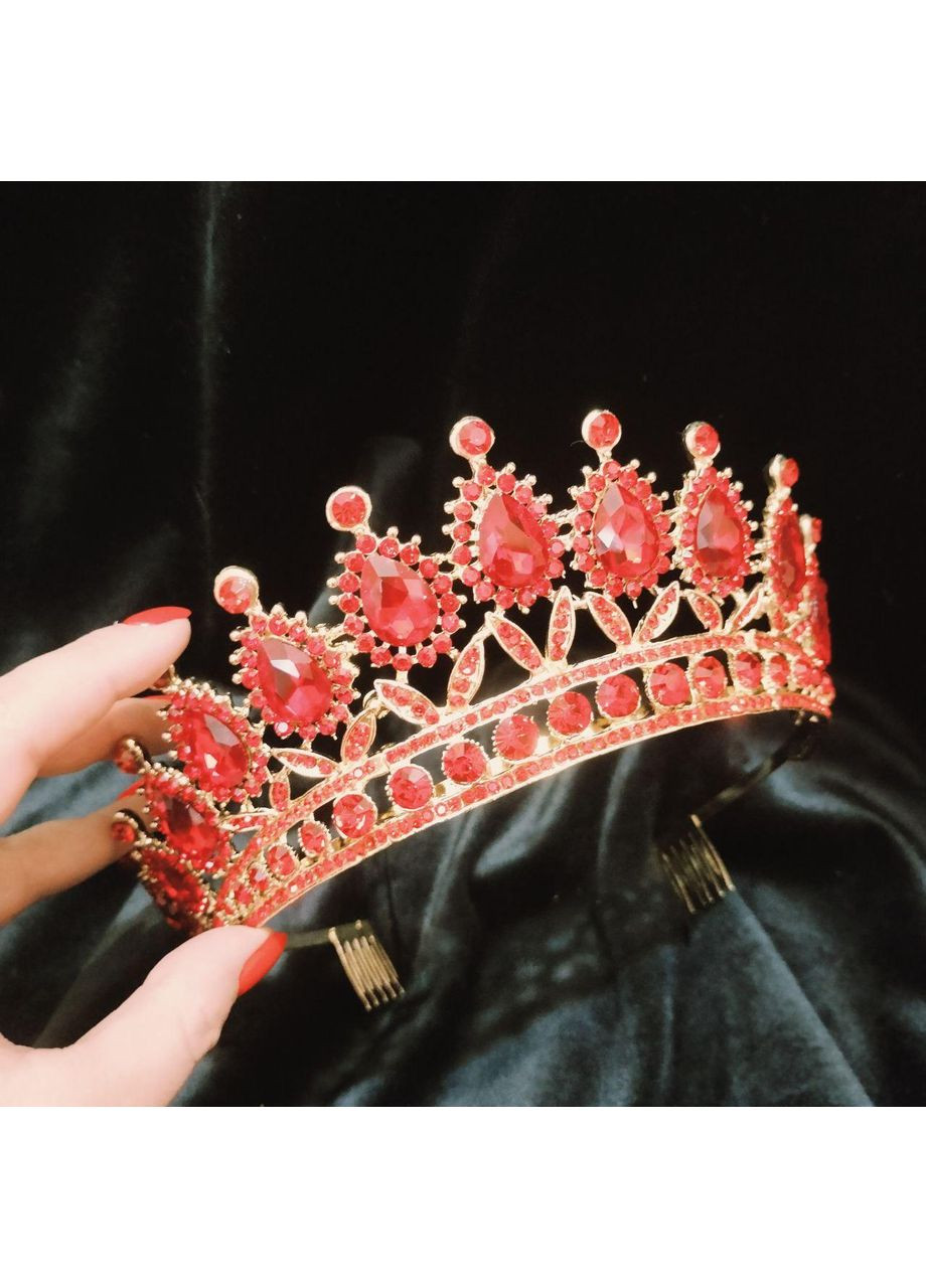 Чарівна діадема на гребінцях із кристалами SWAROVSKI, червона No Brand (369162523)