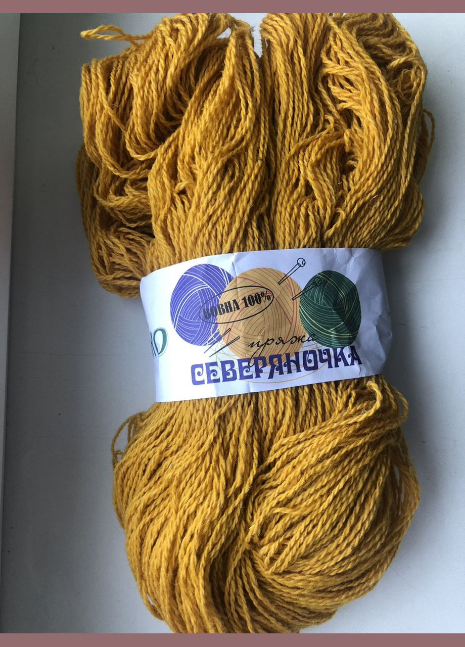 Нитки пряжа горчичный меринос «Северяночка» 100% шерсть No Brand (313859865)