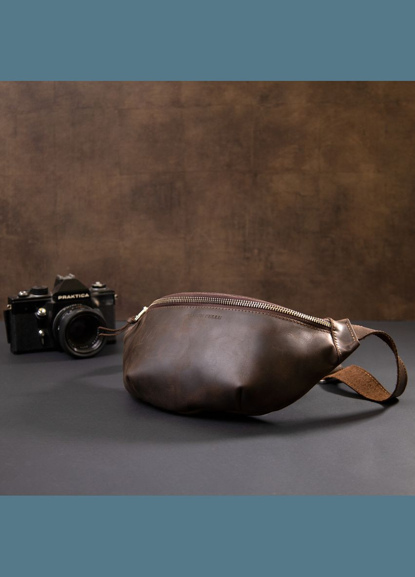 Сумка чоловіча через плече шкіряна бананка 11154 Коричнева Grande Pelle (302008857)