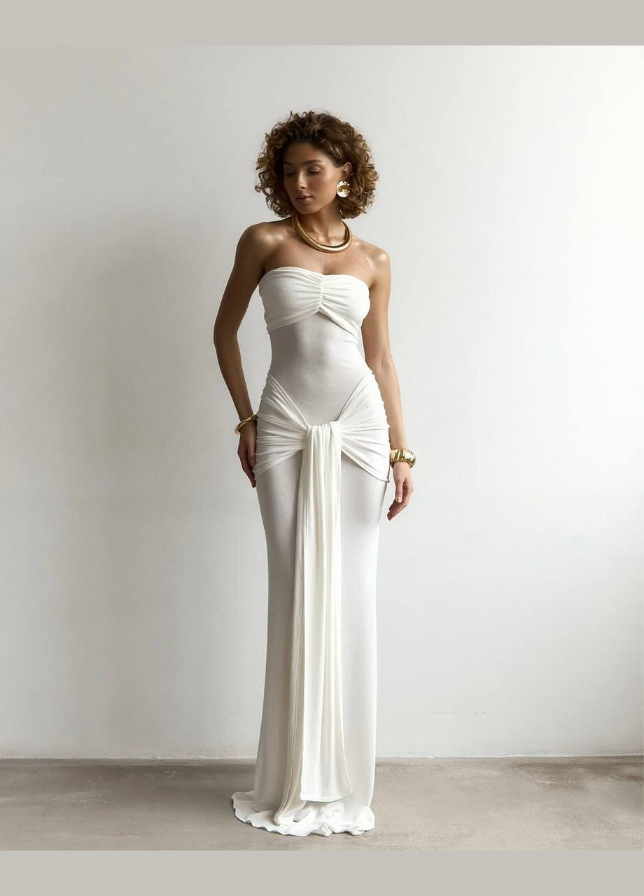 Білий повсякденний, святковий, коктейльна жіноча сукня - бандо бандо Avanti однотонна