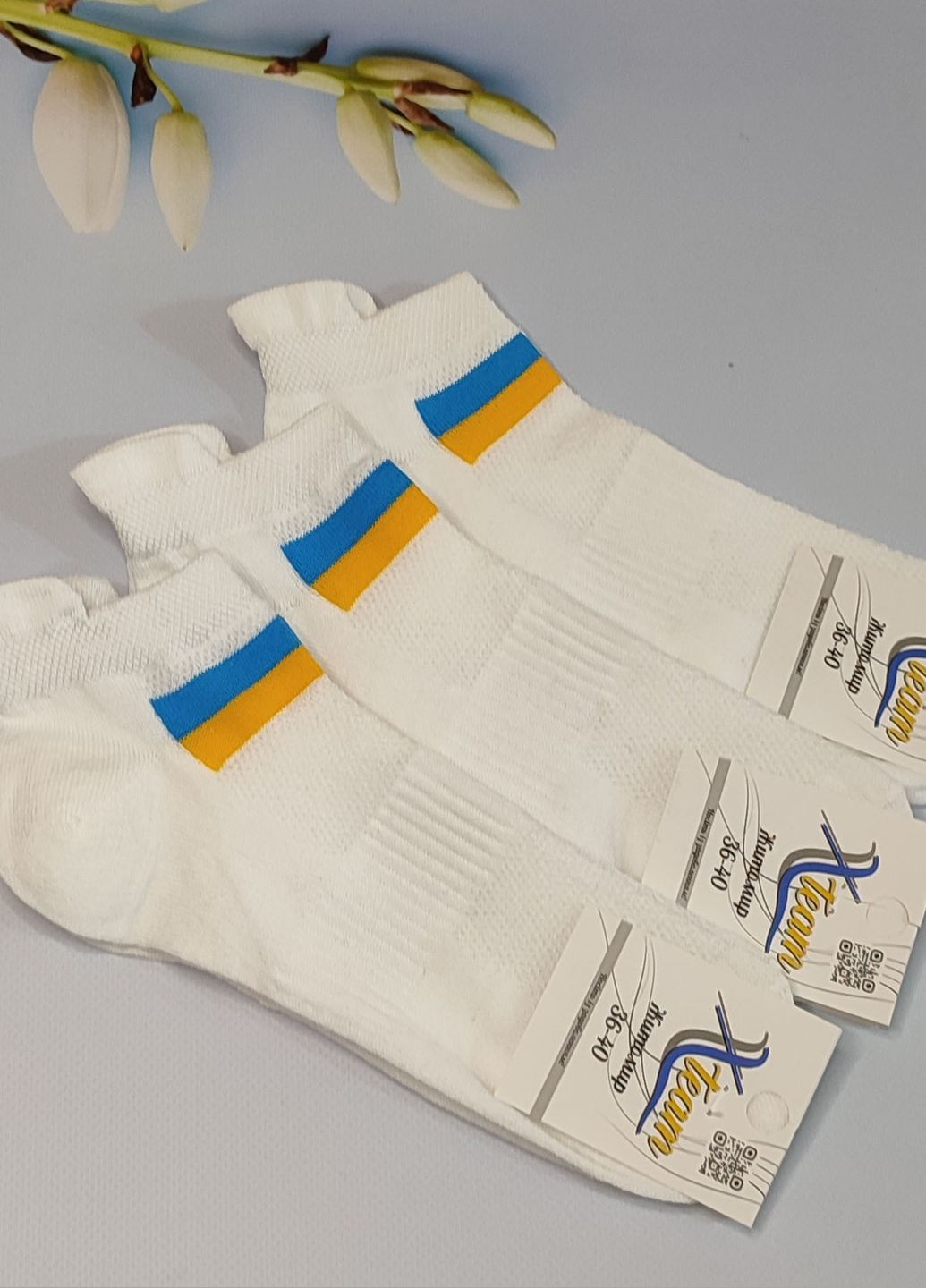 Белые носки летние сетка короткие 6 пар ws 503/6 р.36-40 белый XTeam полоска (334013167)