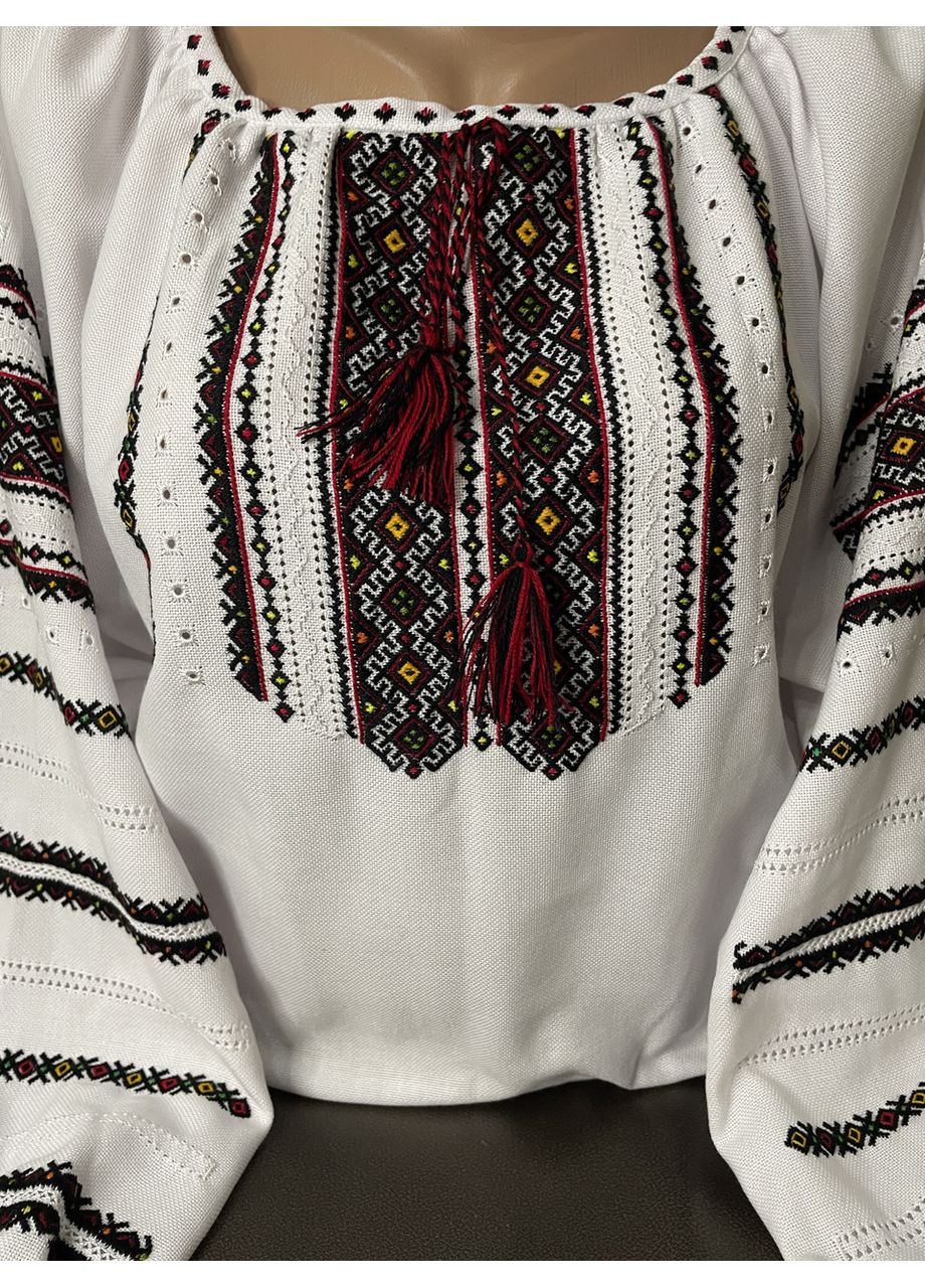 Біла жіноча гуцульська вишиванка на білому домотканому полотні ручної роботи ж-2721. m (371907730)