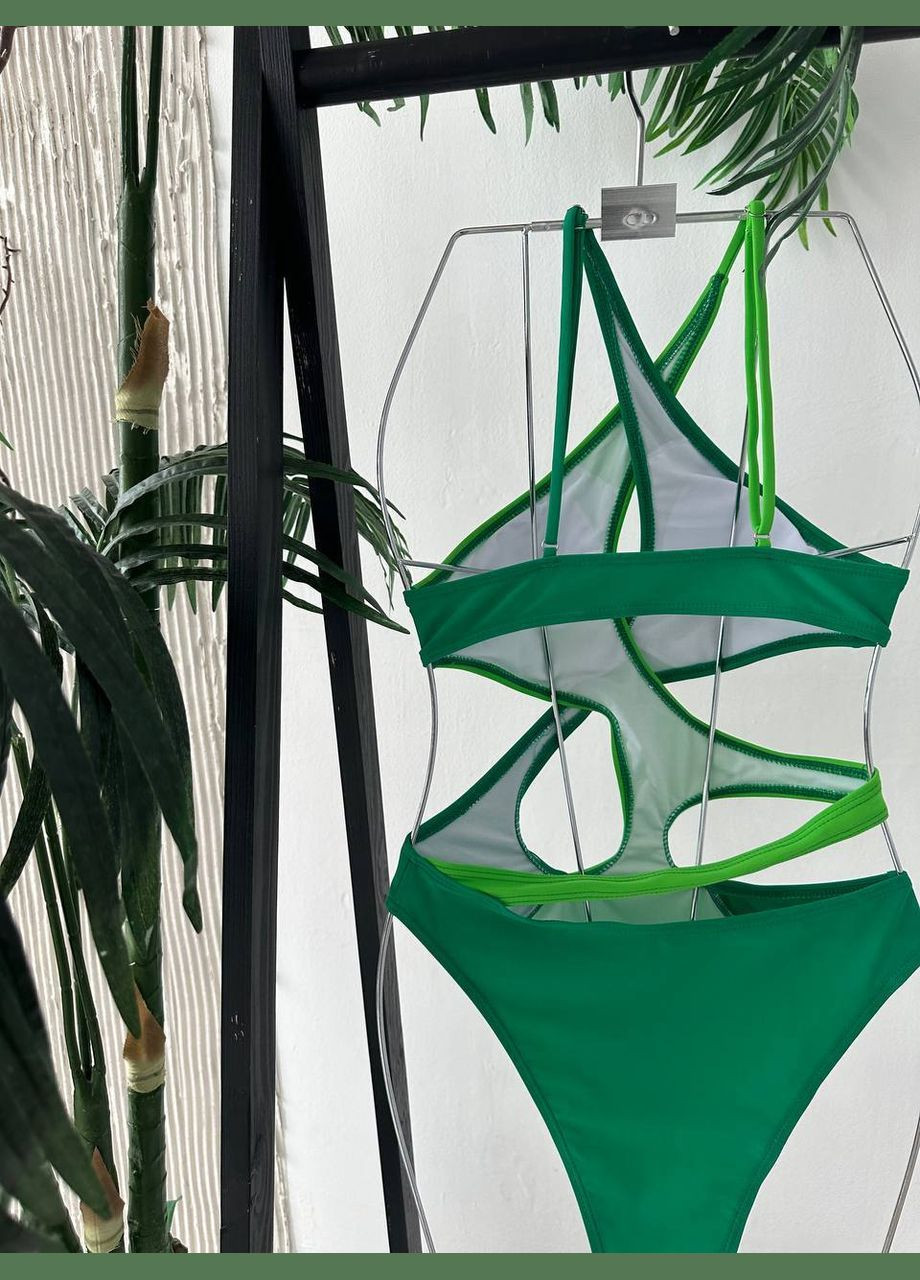 Зеленый демисезонный купальник сдельный слитный No Brand