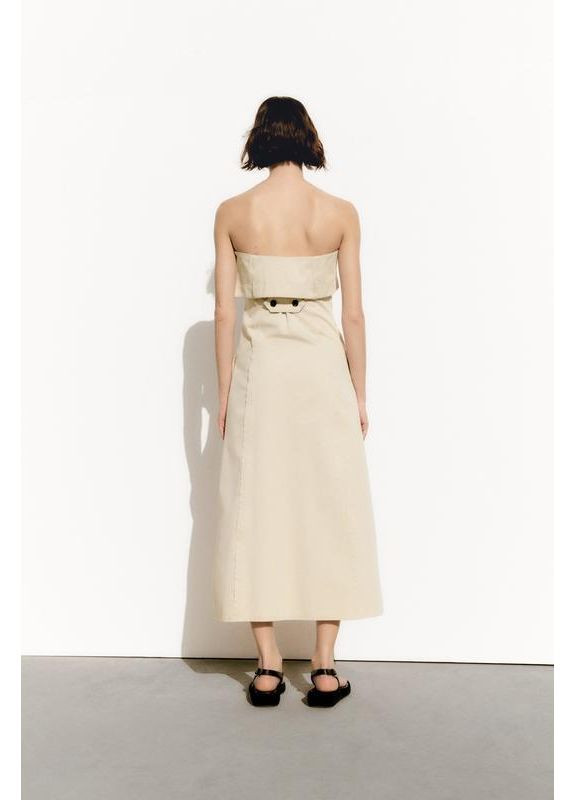 Бежевое платье-тренч меди длины Zara