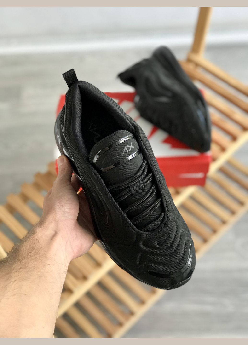 Чорні Осінні кросівки чоловічі і жіночі nike air max 720 black| найк аір макс 720 чорні No Brand