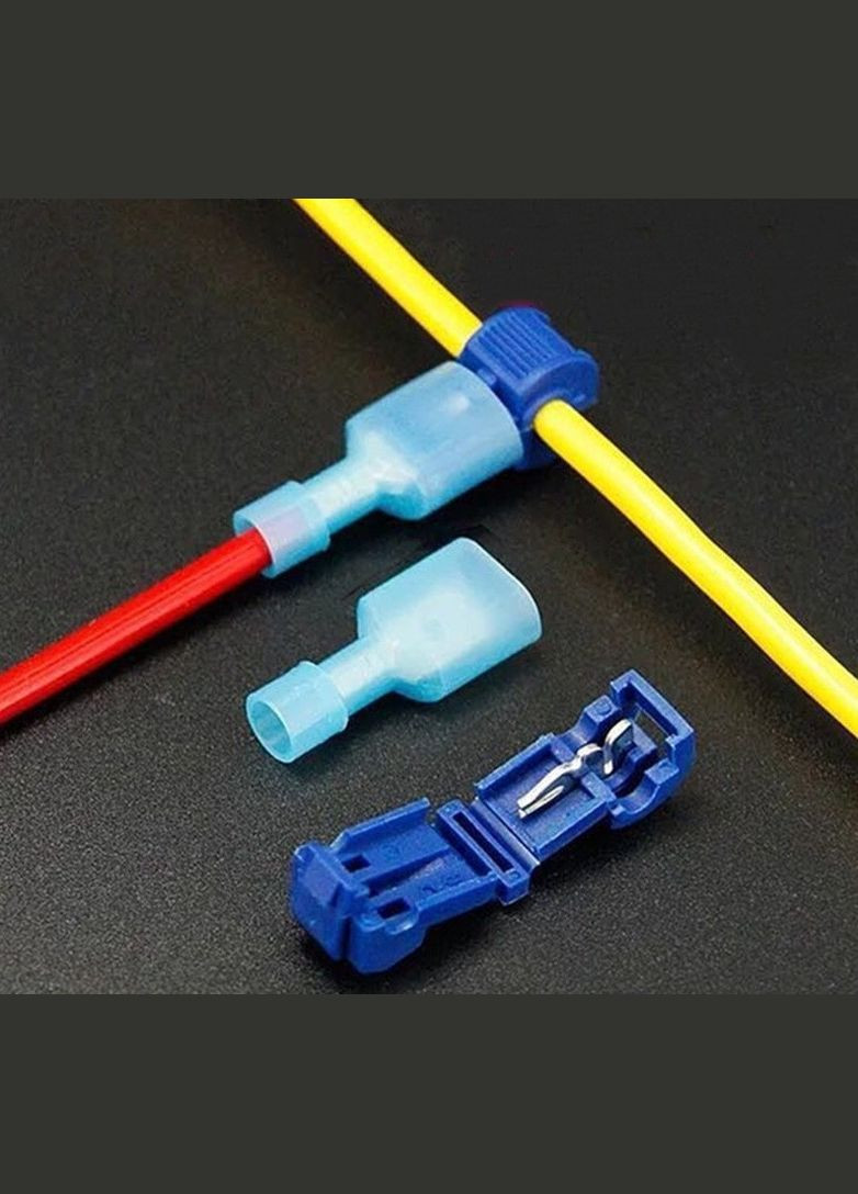 Набір обжимних клем з ізоляцією T-подібні 1,5 - 2.5 мм для швидкого монтажу 50 шт (25 комплектів) синій (TR050923-25) No Brand (329443922)