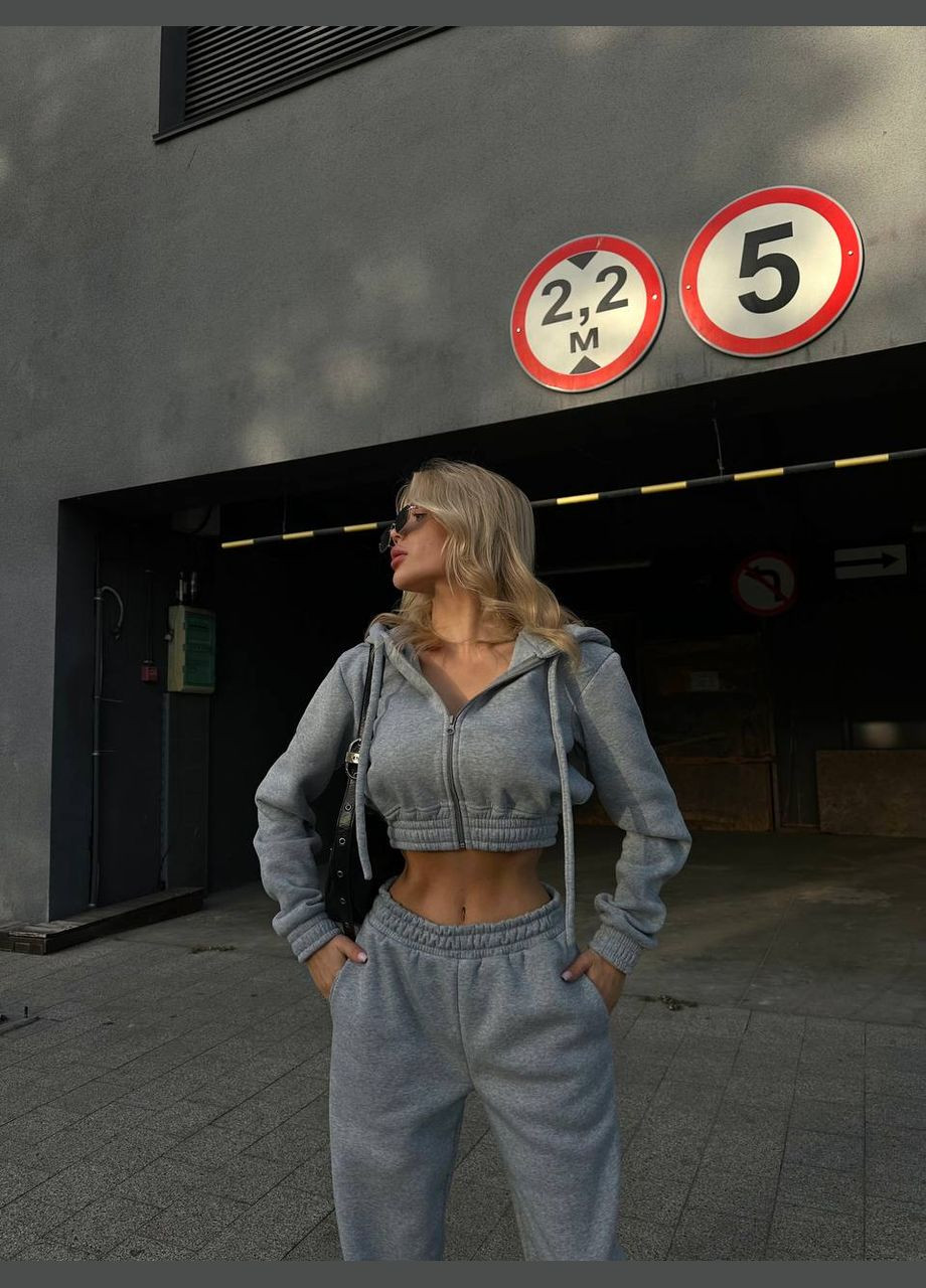 Спортивный демисезонный костюм двойка в котором ты обязательно согреешься в холодную погоду, костюм в цвете: серый-меланж No Brand 516 (306518953)