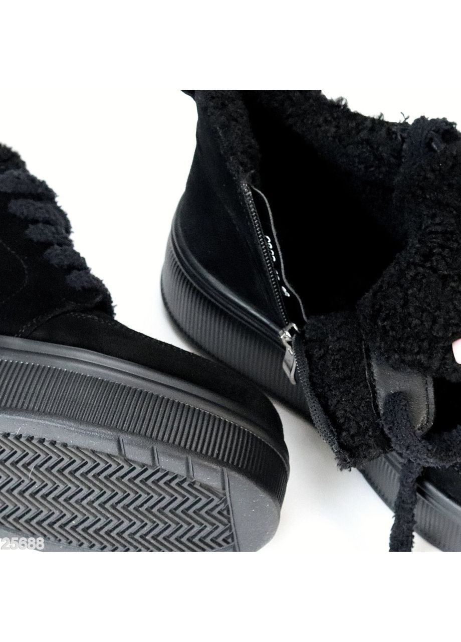 ботинки lukasi из натуральной замши, черные, зимние на высокой подошве. No Brand