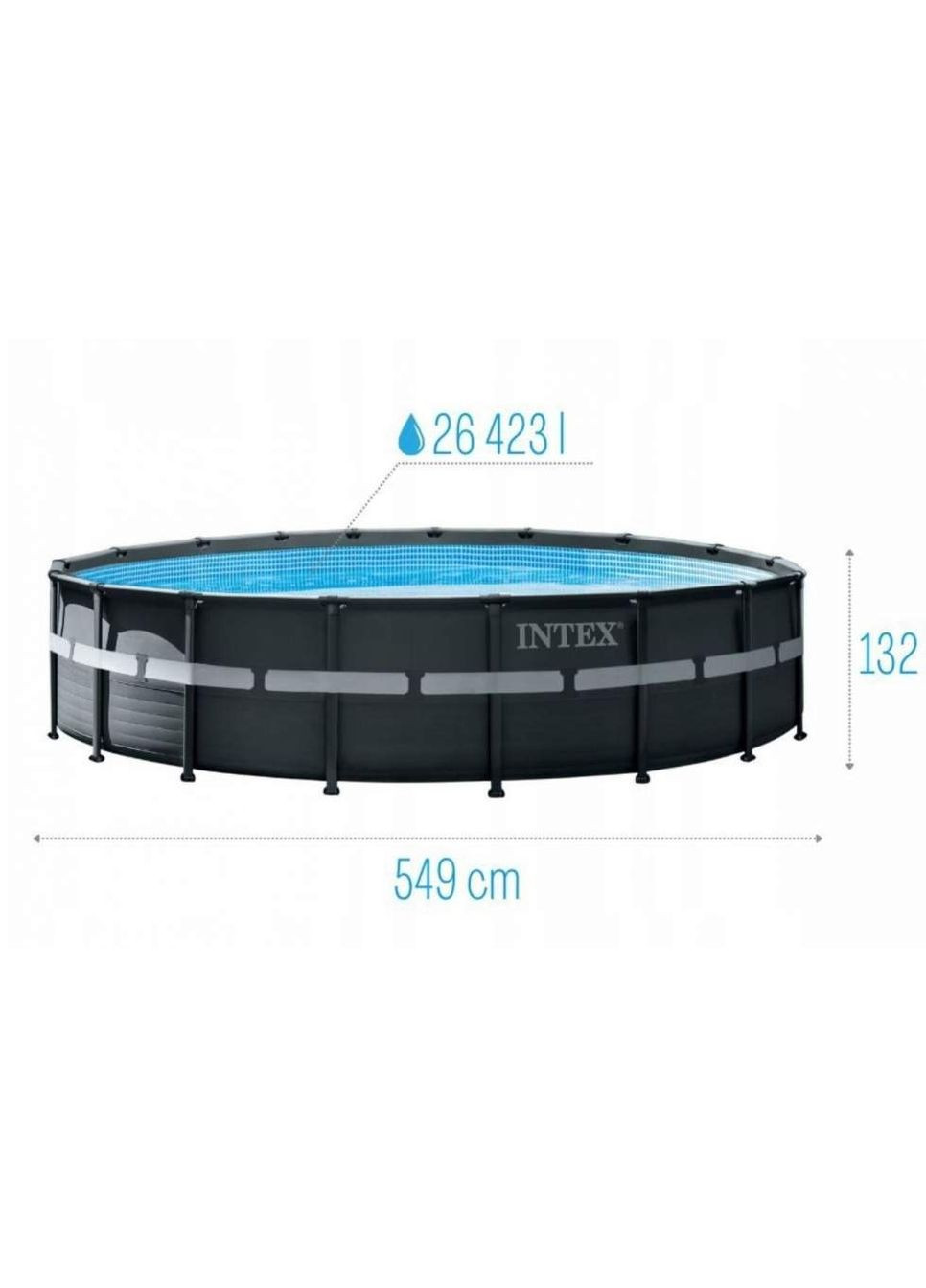 Круглый каркасный бассейн 26330 с лестницей, насосом-фильтром и скимером, 549x132см 26423л Intex (280900303)