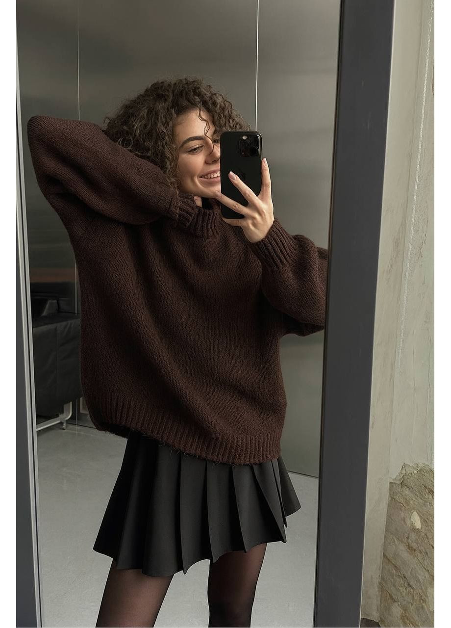 Коричневый демисезонный свитер женский оверсайз Style Point
