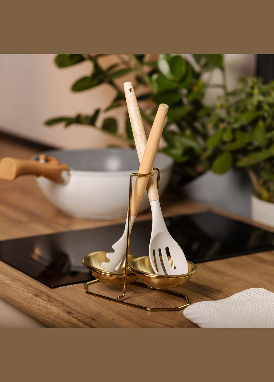 Вертикальная подставка для половника или ложек 20×12.5×19.5 см из нержавеющей стали Золото HP-19-14 Zhongjing (369143197)