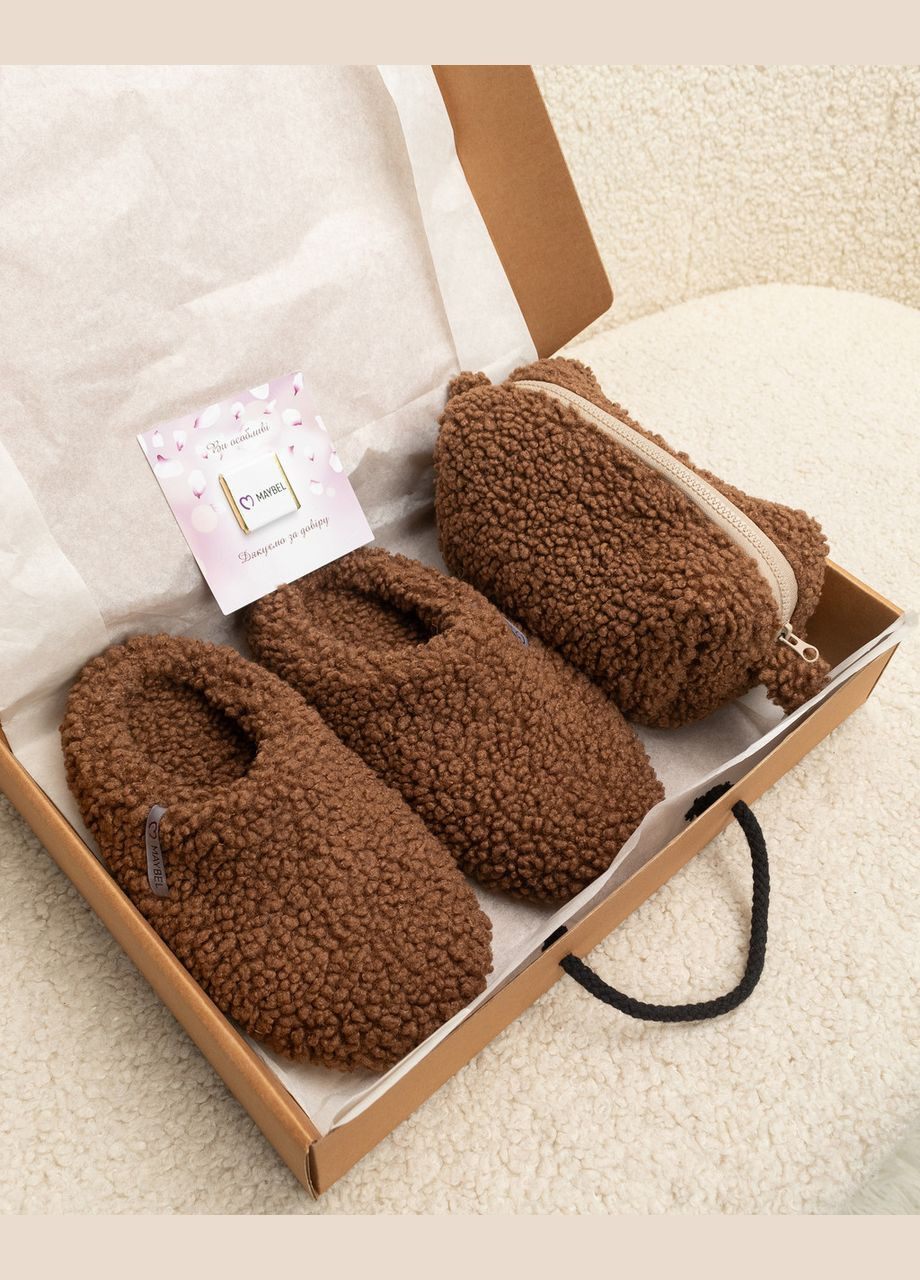 Подарунковий набір Тедді капц та косметичка Шоколадний Maybel (309020653)