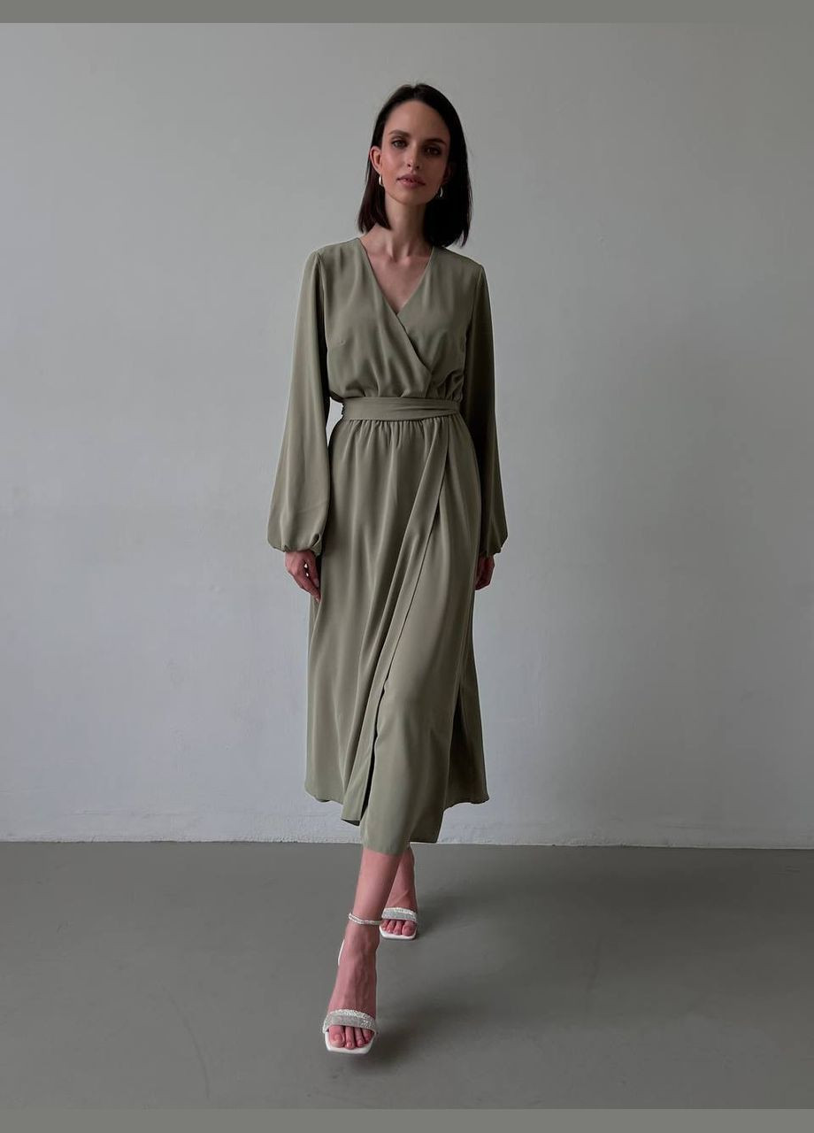 Оливковое (хаки) коктейльное, деловое, повседневный, кэжуал, джинсовое, вечернее платье женское No Brand